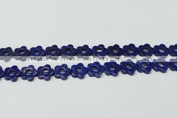 CNL1311 15.5 inches 18mm carved flower natural lapis lazuli beads