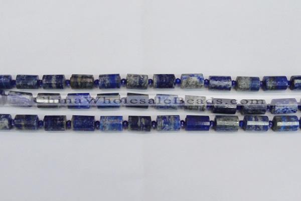 CNL1606 15.5 inches 10*15mm faceted tube lapis lazuli gemstone beads