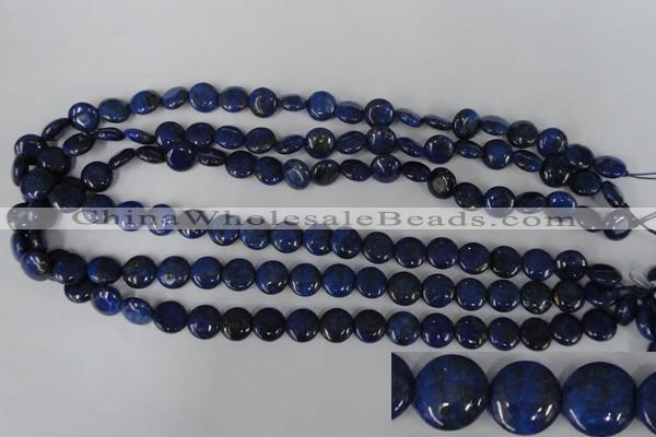 CNL451 15.5 inches 10mm flat round natural lapis lazuli beads