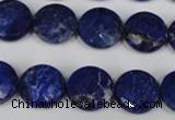 CNL472 15.5 inches 14mm faceted coin natural lapis lazuli beads