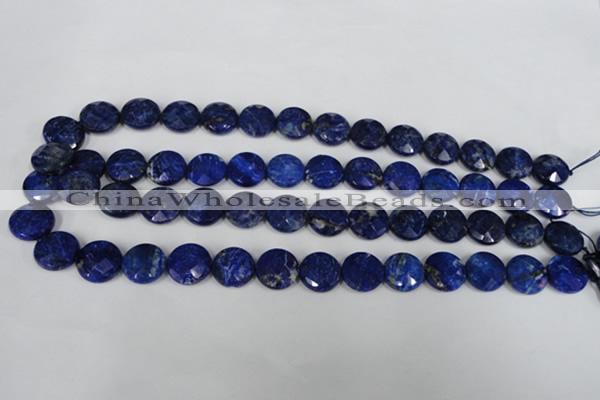 CNL472 15.5 inches 14mm faceted coin natural lapis lazuli beads