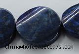 CNL698 15.5 inches 30mm twisted coin natural lapis lazuli beads