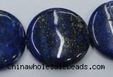 CNL738 15.5 inches 30mm flat round natural lapis lazuli gemstone beads