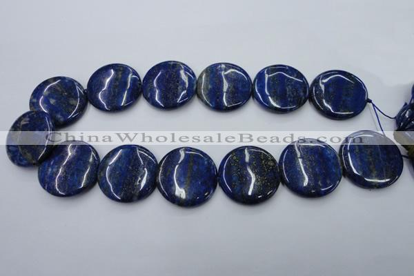 CNL738 15.5 inches 30mm flat round natural lapis lazuli gemstone beads