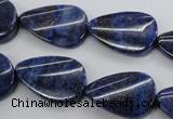 CNL985 15.5 inches 17*25mm twisted flat teardrop natural lapis lazuli beads