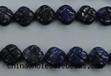 CNL991 15.5 inches 10mm carved flower natural lapis lazuli gemstone beads