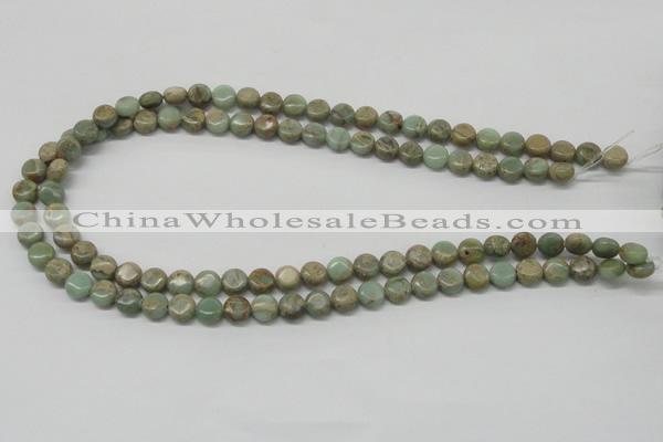 CNS08 16 inches 8mm flat round natural serpentine jasper beads