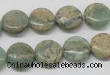 CNS10 16 inches 14mm flat round natural serpentine jasper beads