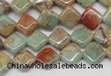 CNS118 15.5 inches 10*10mm diamond natural serpentine jasper beads