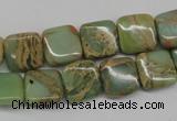 CNS140 15.5 inches 12*12mm square natural serpentine jasper beads