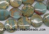 CNS161 15.5 inches 16mm flat round natural serpentine jasper beads