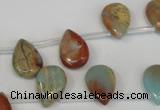 CNS199 Top-drilled 10*14mm flat teardrop natural serpentine jasper beads