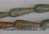 CNS201 15.5 inches 10*30mm teardrop natural serpentine jasper beads