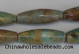 CNS204 15.5 inches 10*30mm rice natural serpentine jasper beads