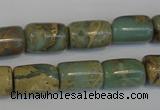 CNS205 15.5 inches 10*14mm drum natural serpentine jasper beads