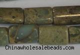 CNS215 15.5 inches 8*12mm flat tube natural serpentine jasper beads