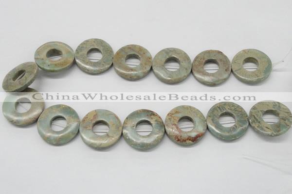 CNS23 16 inches 30mm flat round natural serpentine jasper beads