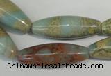 CNS278 15.5 inches 10*30mm rice natural serpentine jasper beads