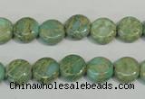 CNS280 15.5 inches 10mm flat round natural serpentine jasper beads