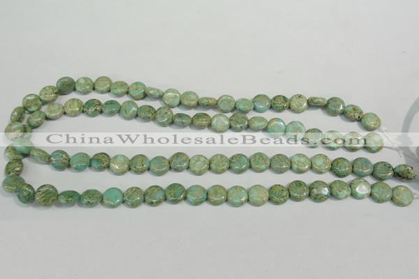 CNS280 15.5 inches 10mm flat round natural serpentine jasper beads