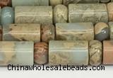 CNS316 4*6mm rondelle & 6*10mm tube serpentine jasper beads