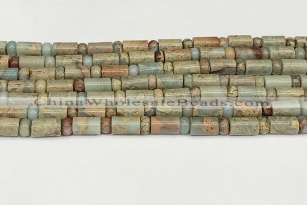 CNS316 4*6mm rondelle & 6*10mm tube serpentine jasper beads