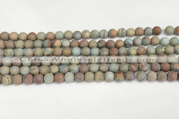 CNS346 15.5 inches 8mm round matte serpentine jasper beads