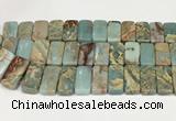 CNS353 7.5 inches 10*20mm rectangle double drilled serpentine jasper beads