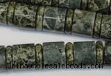 CNS418 15.5 inches 4*14mm rondelle & 12*14mm tube serpentine jasper beads