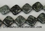 CNS428 15.5 inches 12*12mm diamond natural serpentine jasper beads