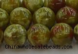 CNS605 15.5 inches 14mm round green dragon serpentine jasper beads