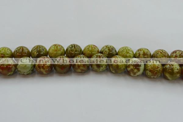 CNS608 15.5 inches 20mm round green dragon serpentine jasper beads