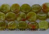 CNS619 15.5 inches 8mm flat round green dragon serpentine jasper beads