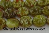 CNS622 15.5 inches 10mm flat round green dragon serpentine jasper beads