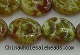 CNS626 15.5 inches 20mm flat round green dragon serpentine jasper beads