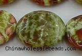 CNS630 15.5 inches 40mm flat round green dragon serpentine jasper beads