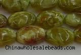 CNS632 15.5 inches 12*16mm oval green dragon serpentine jasper beads