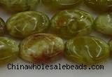 CNS633 15.5 inches 13*18mm oval green dragon serpentine jasper beads