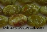 CNS633 15.5 inches 13*18mm oval green dragon serpentine jasper beads