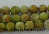 CNS650 15.5 inches 6mm round matte green dragon serpentine jasper beads