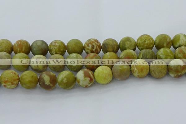 CNS656 15.5 inches 18mm round matte green dragon serpentine jasper beads
