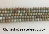 CNS706 15.5 inches 4mm round matte serpentine jasper beads