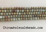CNS706 15.5 inches 4mm round matte serpentine jasper beads