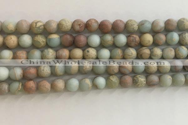 CNS707 15.5 inches 6mm round matte serpentine jasper beads