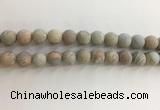 CNS709 15.5 inches 10mm round matte serpentine jasper beads