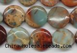 CNS81 15.5 inches 16mm flat round natural serpentine jasper beads