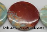 CNS88 15.5 inches 55mm flat round natural serpentine jasper beads