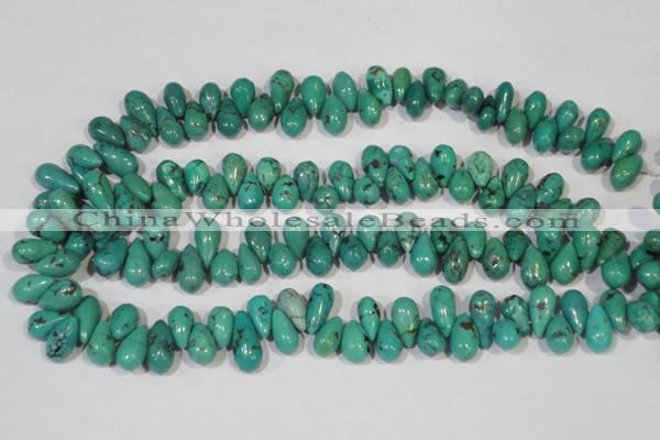 CNT230 Top-drilled 6*12mm - 8*18mm teardrop natural turquoise beads