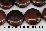 COB101 15.5 inches 20mm flat round mahogany obsidian beads