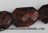 COB103 22*32mm twisted & faceted rectangle mahogany obsidian beads